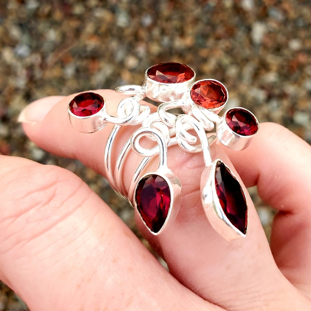 New Twisted Garnet Silver Ring.